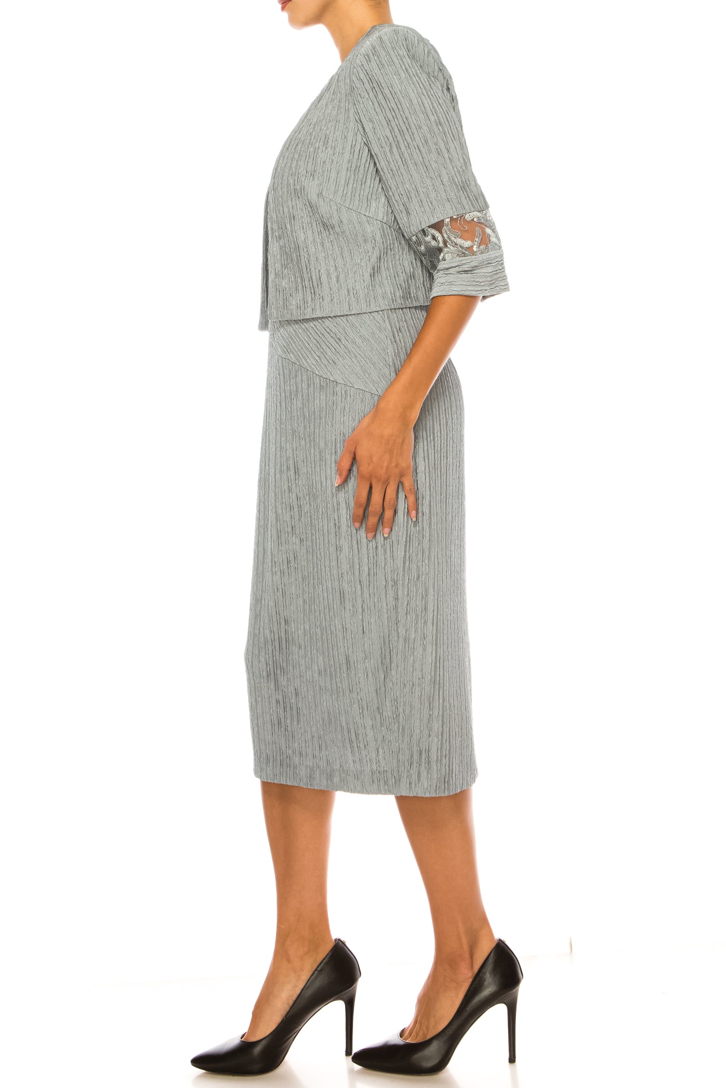 Brianna Milay Embroidered Sequin Jacket Dress Set