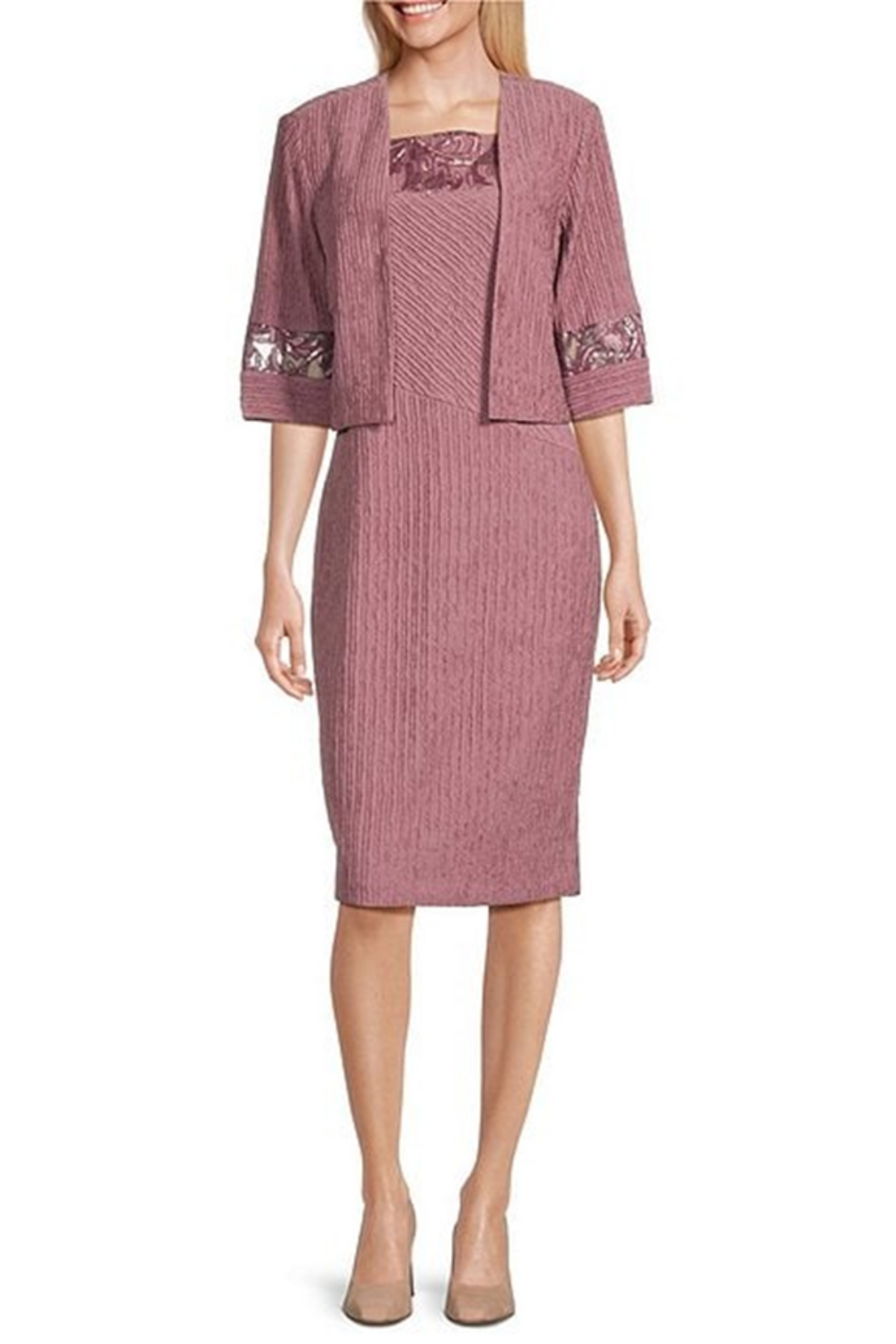 Brianna Milay Embroidered Sequin Jacket Dress Set