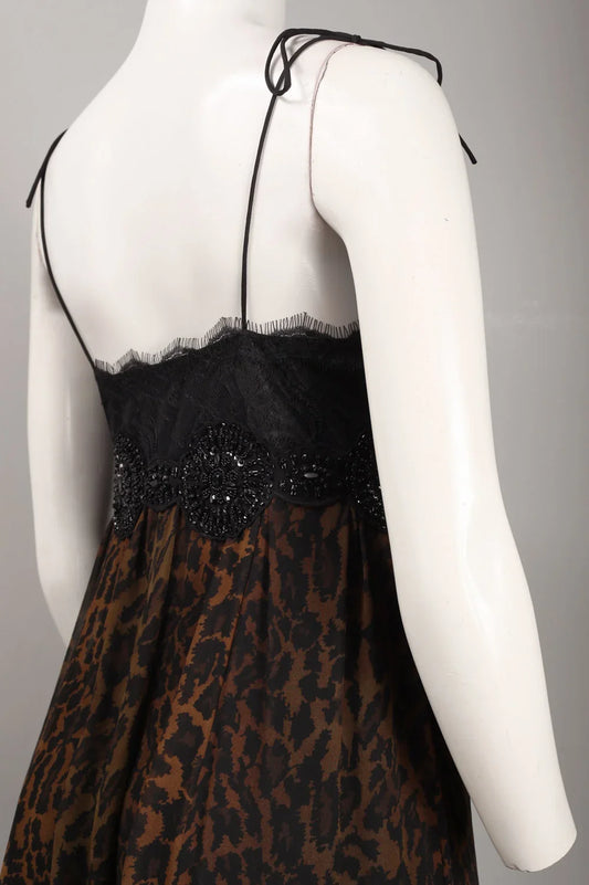 Basix Spaghetti Strap Animal Print Silk Maxi Dress