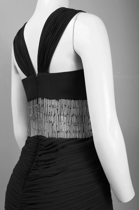Basix Cutaway Shoulder Embellished Evening Dress