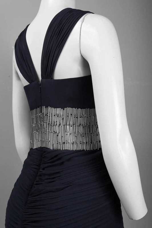 Basix Cutaway Shoulder Embellished Evening Dress