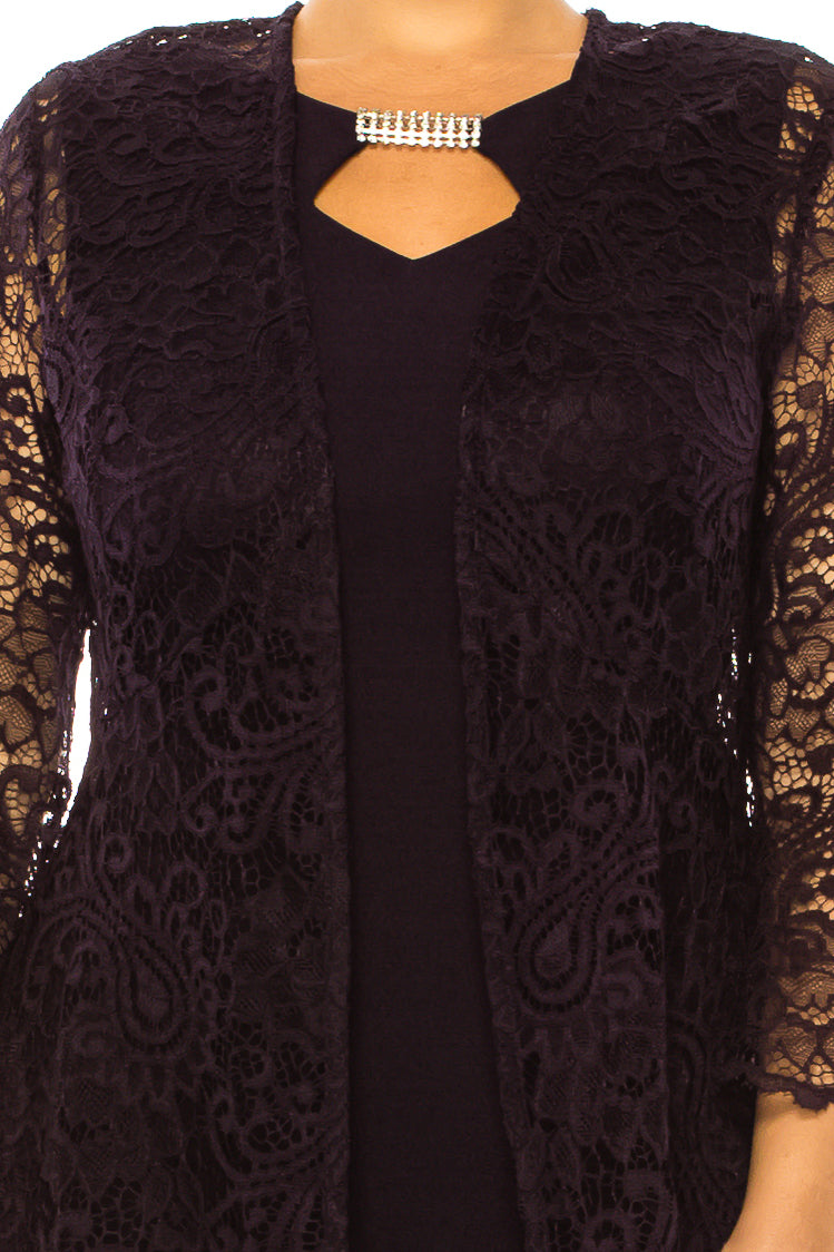 Brianna Milay 2-Piece Lace Duster Jacket Dress