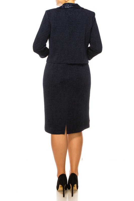 Brianna Milay Sequin Trim 3/4 Sleeve Jacket Dress