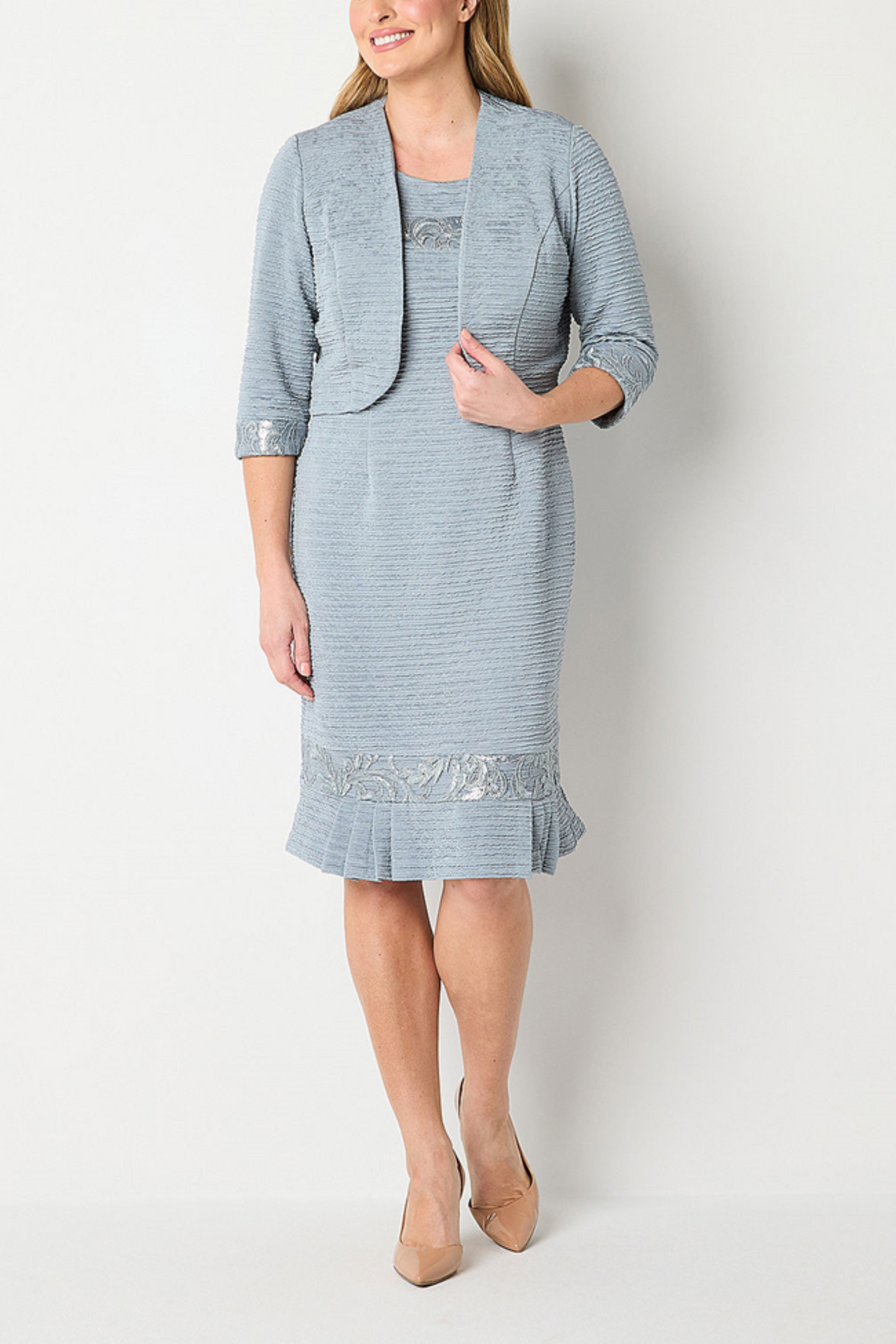Brianna Milay Embroidered Sequin 2-Pc Jacket Dress