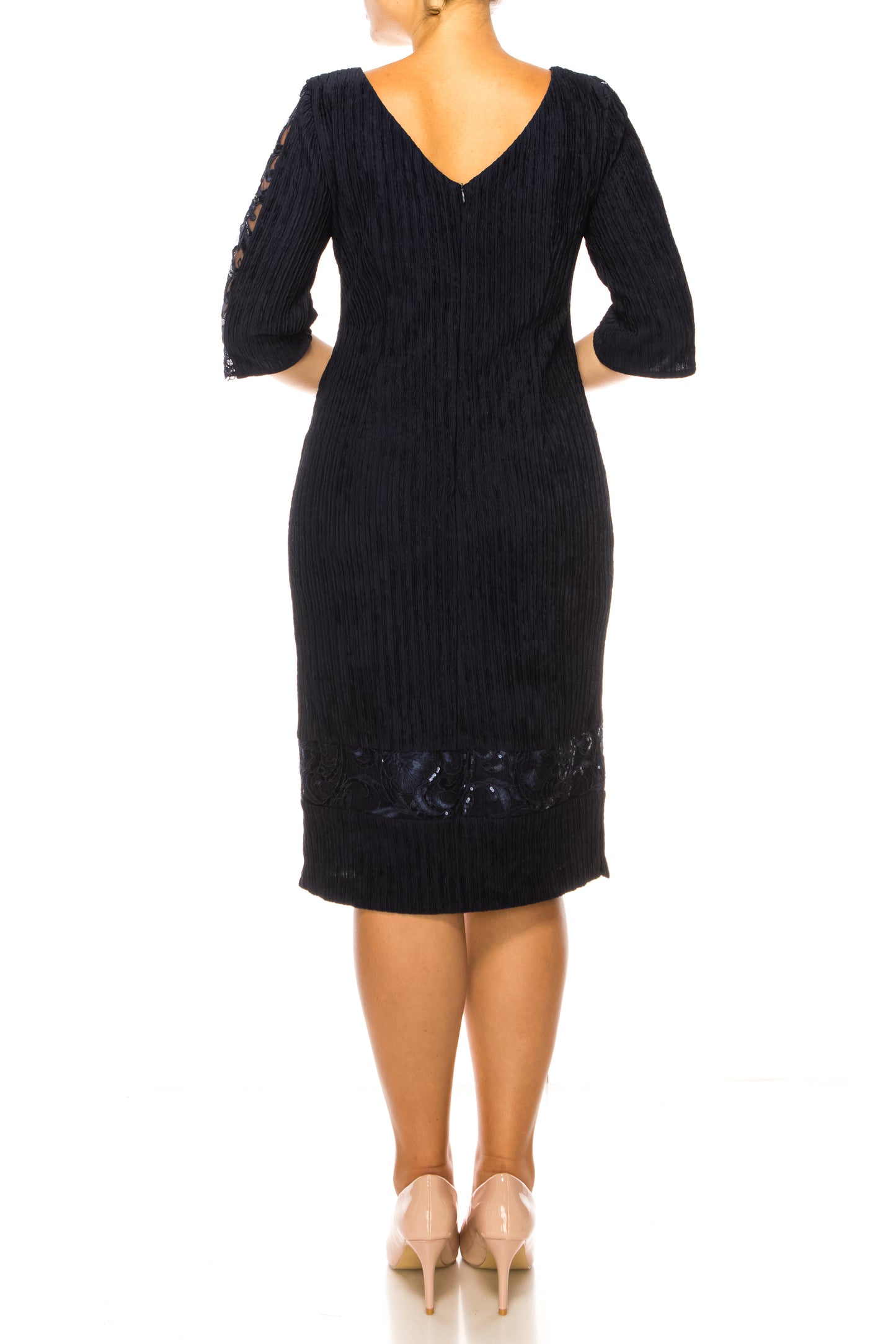 Brianna Milay 3/4 Sleeve Embroidered Sequin Dress