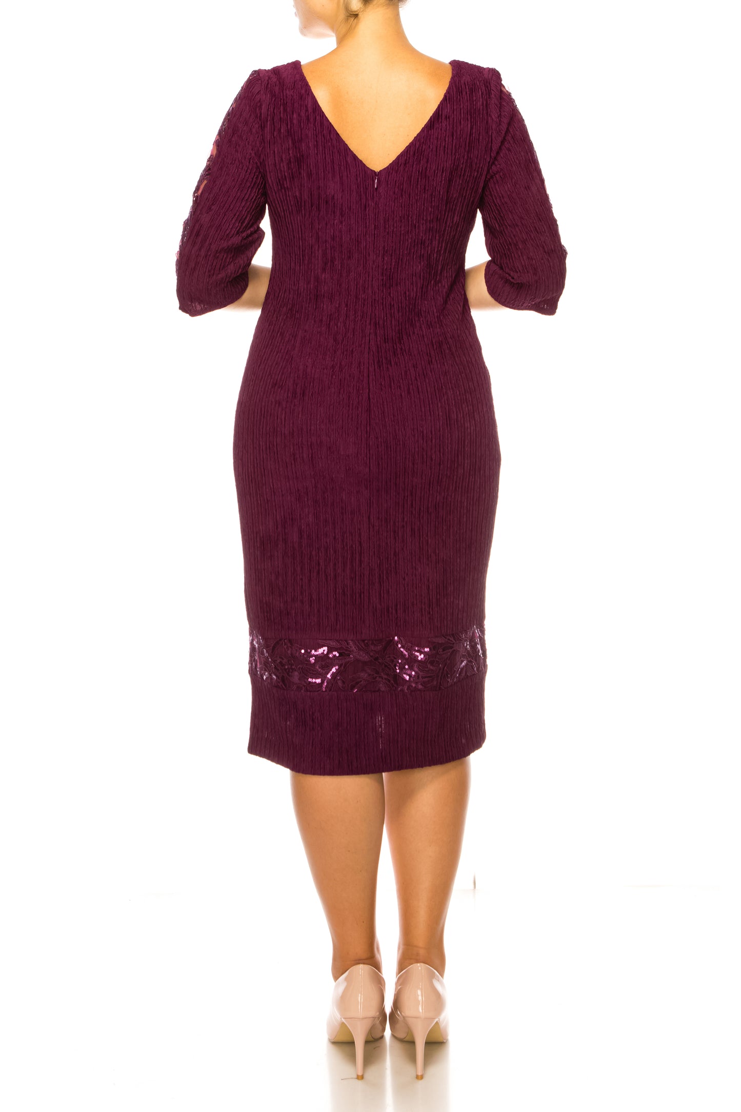 Brianna Milay 3/4 Sleeve Embroidered Sequin Dress