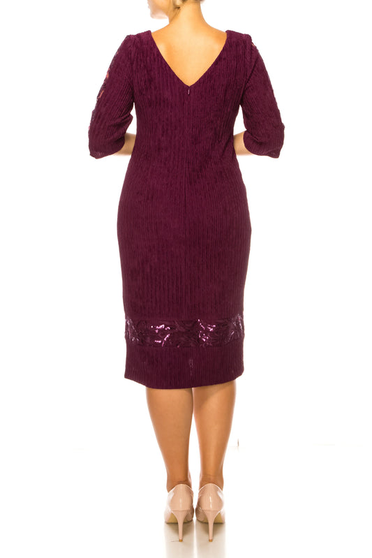 Brianna Milay 3/4 Sleeve Embroidered Sequin Dress