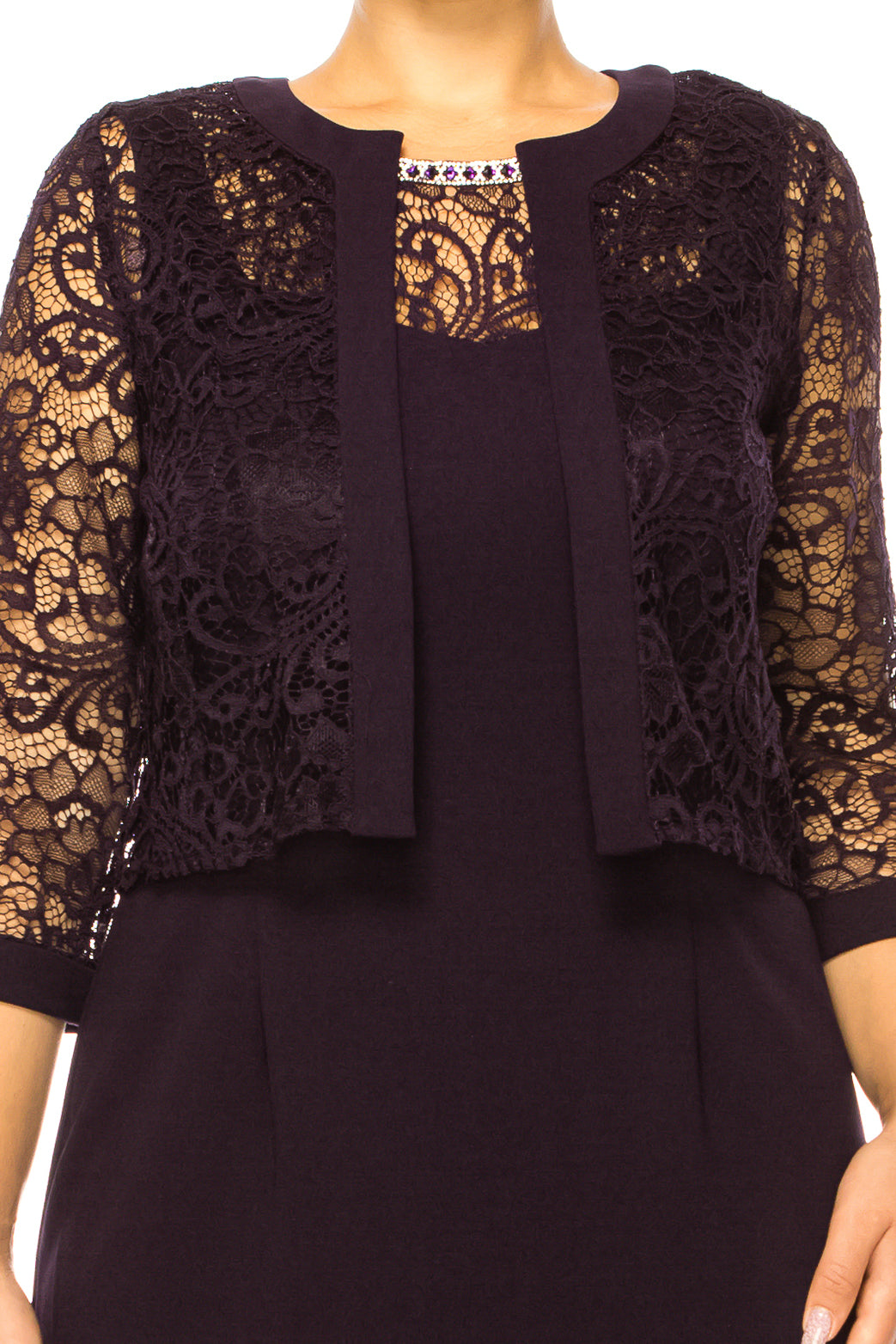 Brianna Milay Bejeweled Neckline 2-Pc Jacket Dress