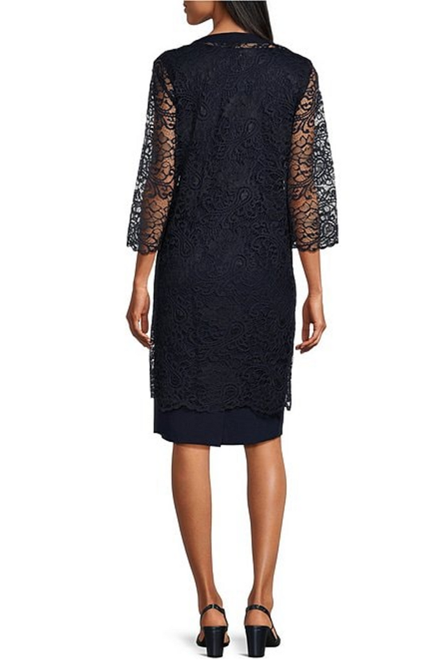 Brianna Milay Lace Duster Embellished Jacket Dress