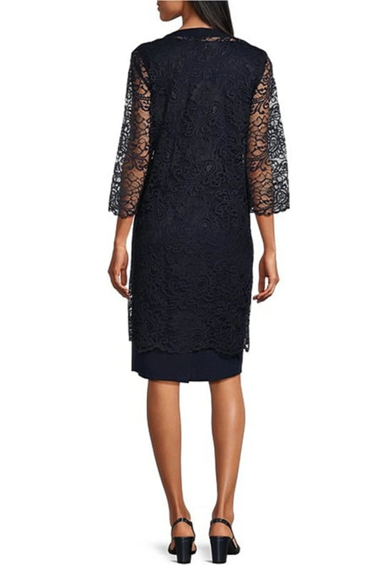 Brianna Milay Lace Duster Embellished Jacket Dress