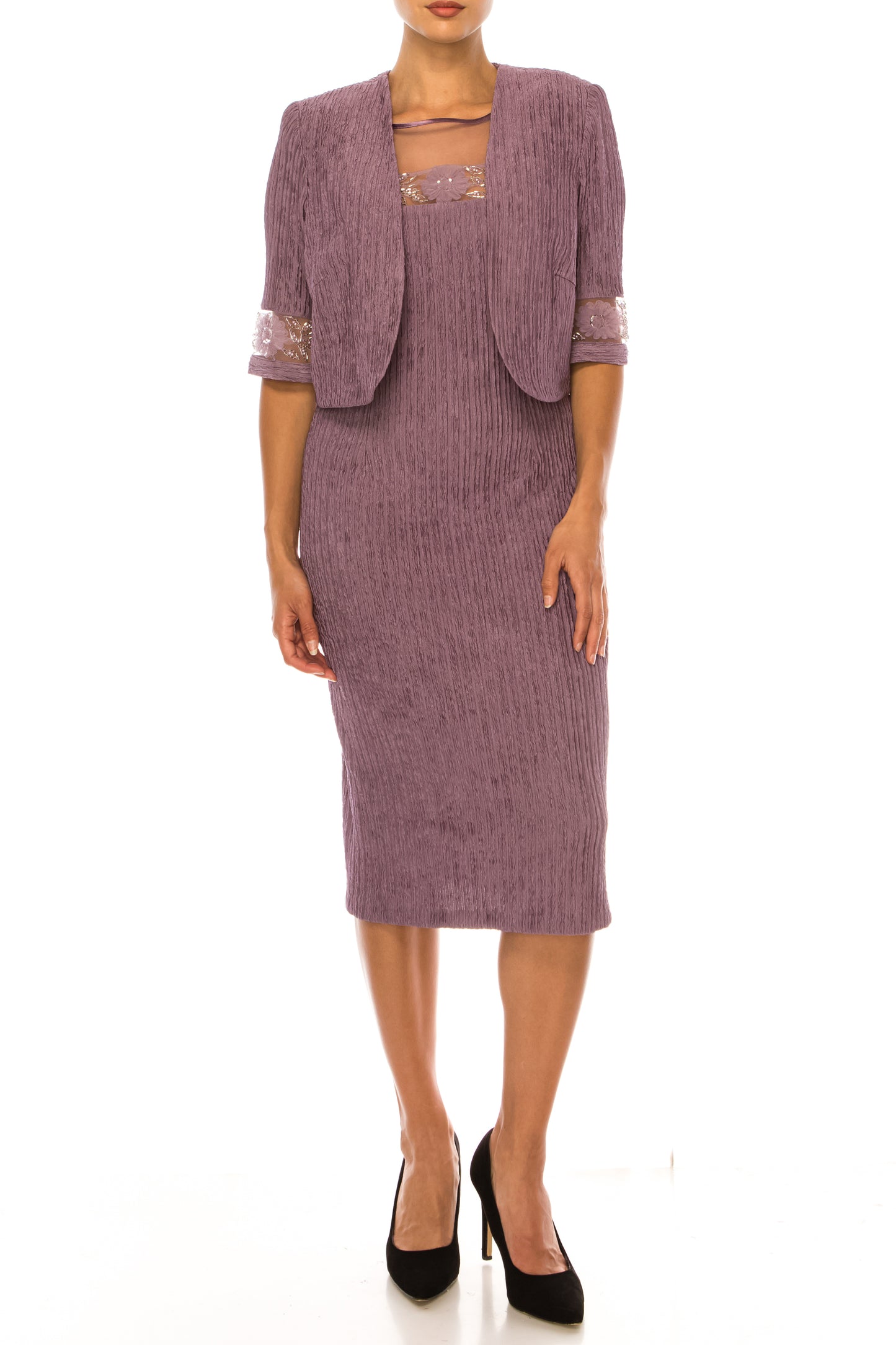 Brianna Milay Floral Embellished Jacket Dress