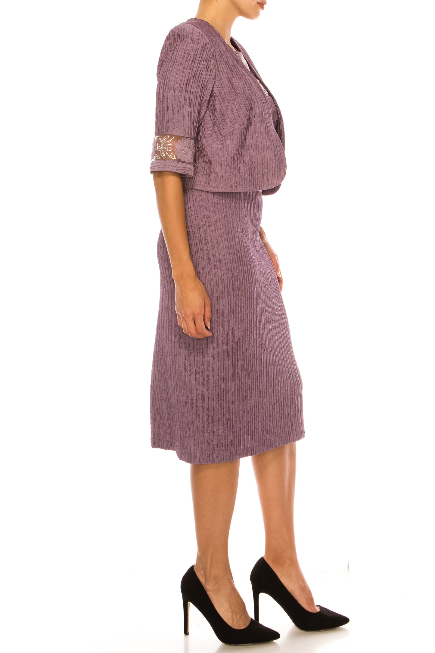 Brianna Milay Floral Embellished Jacket Dress