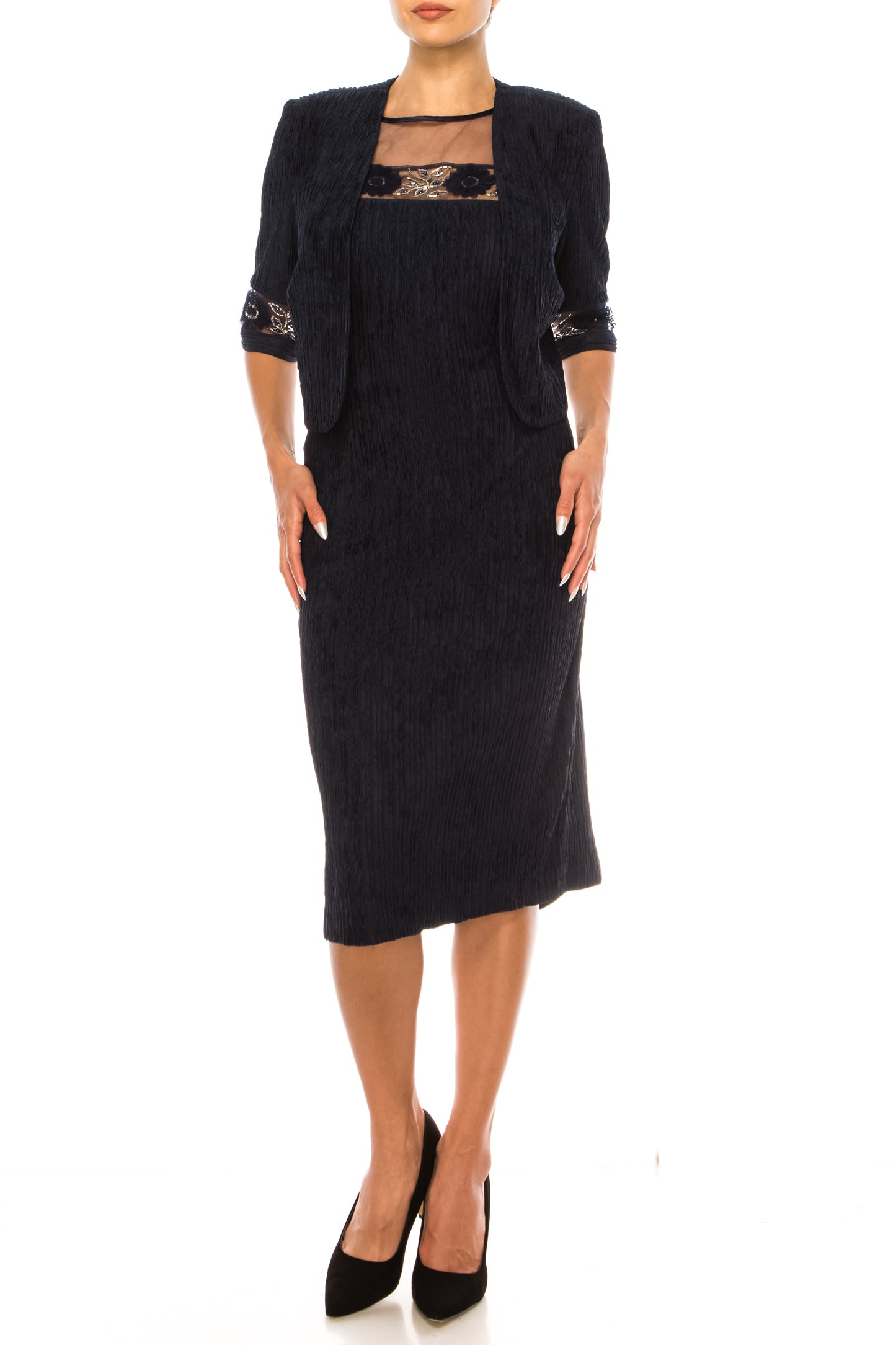 Brianna Milay Floral Embellished Jacket Dress