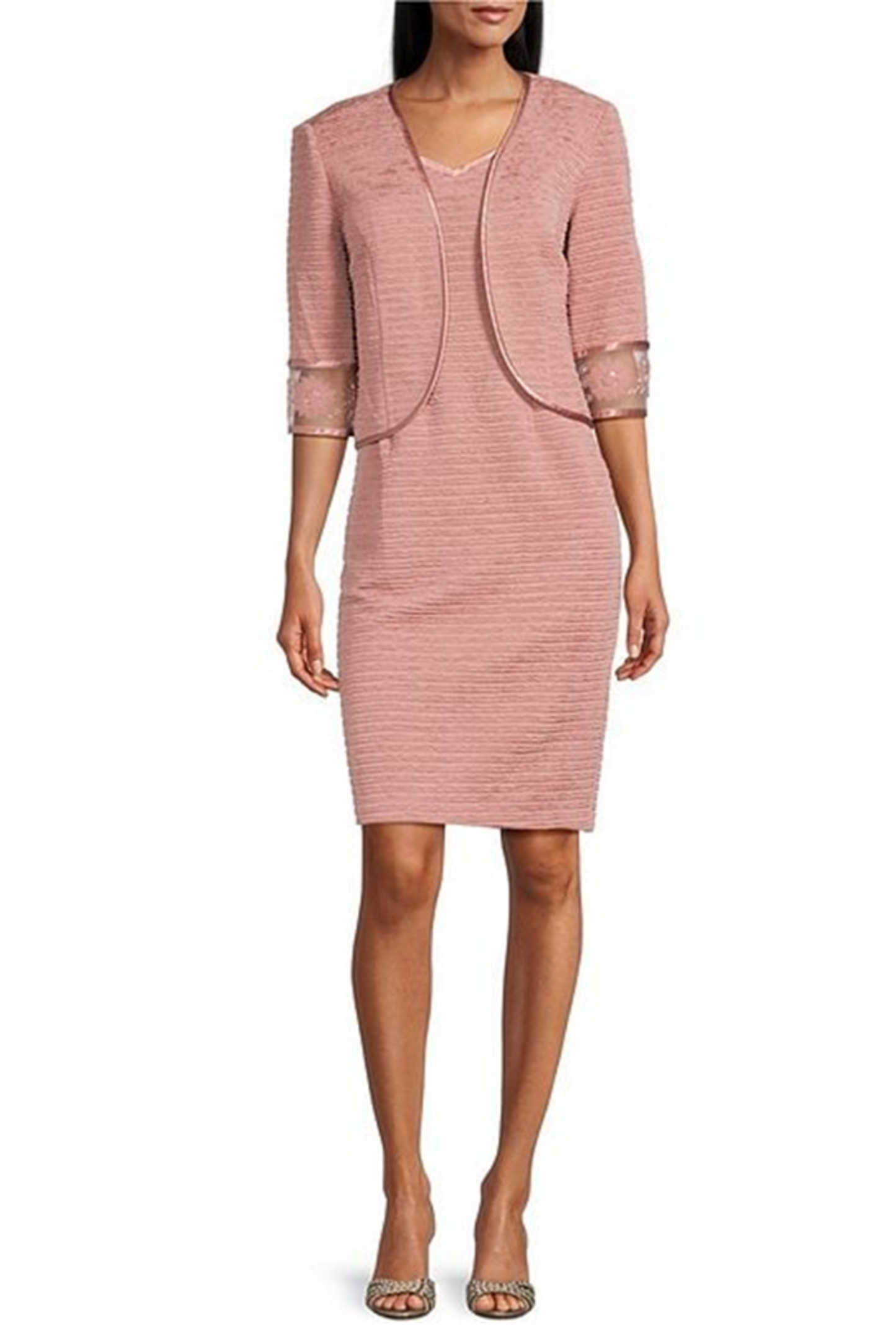 Brianna Milay Embellished 3/4 Sleeve Jacket Dress