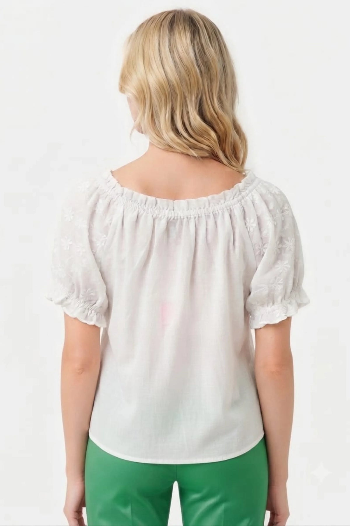 Hester & Orchard Off-Shoulder Eyelet Top
