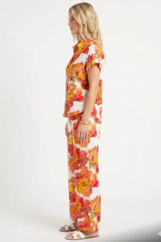 CABANA Azalea Pink Floral Textured Pant Set