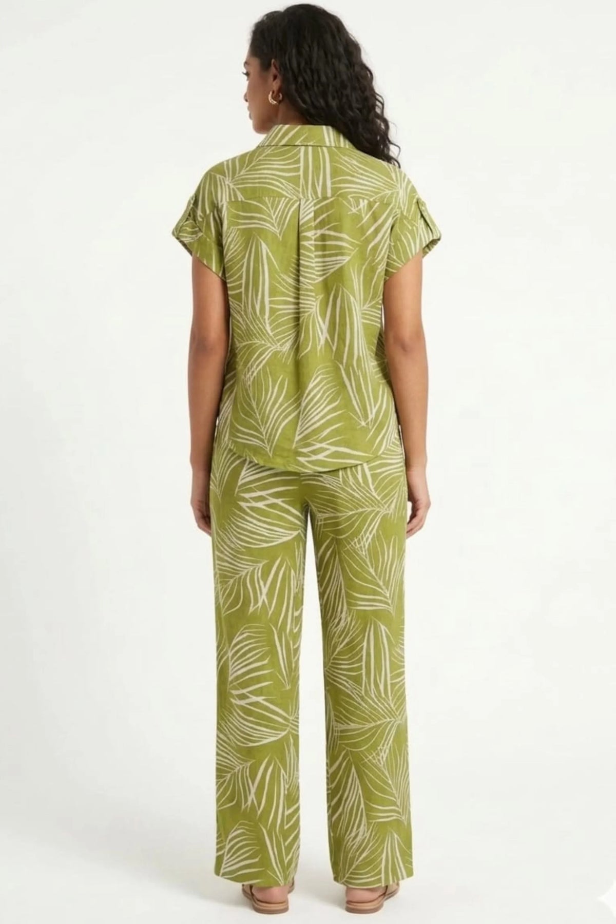 CABANA Woodbine Ivory Tropical Palm Pant Set