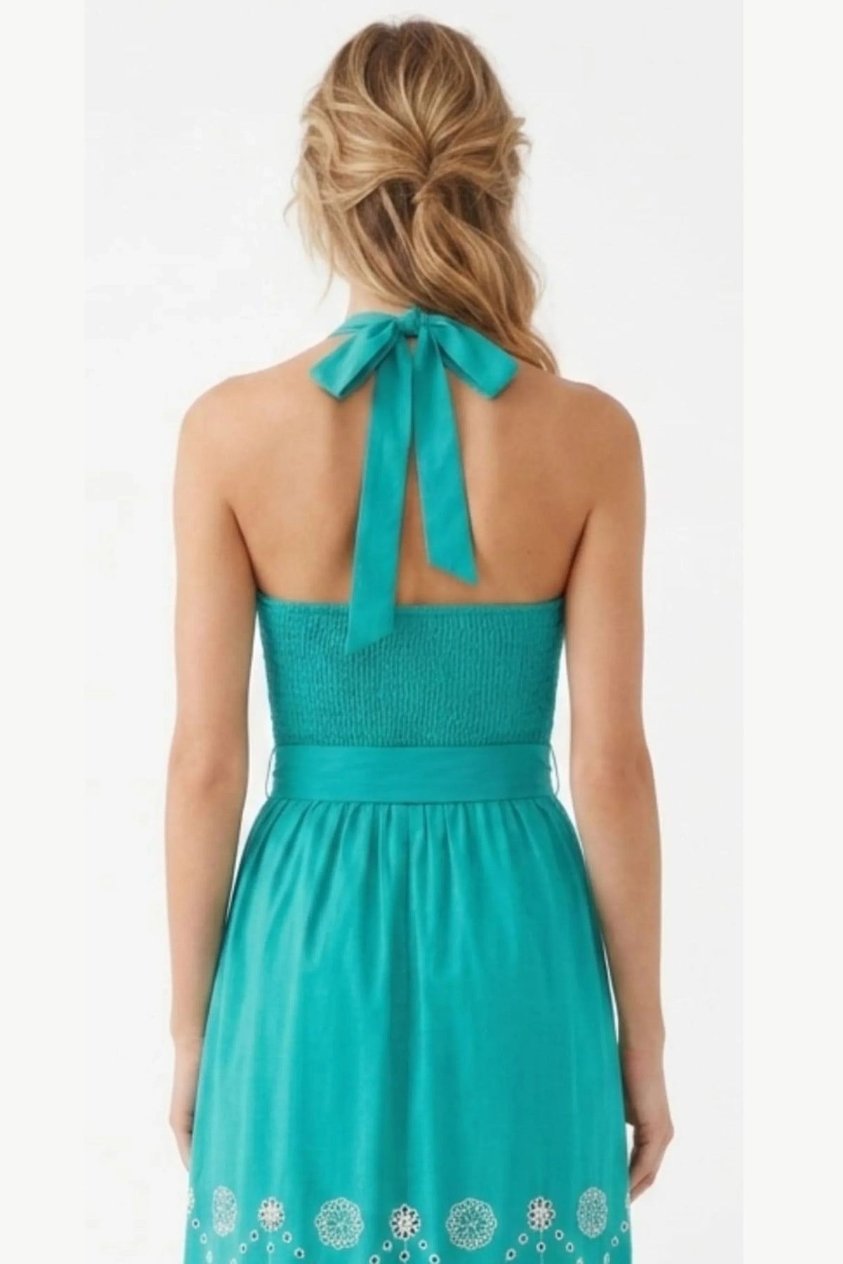 Chicways Jade Eyelet Embroidered Sleeveless Maxi Dress