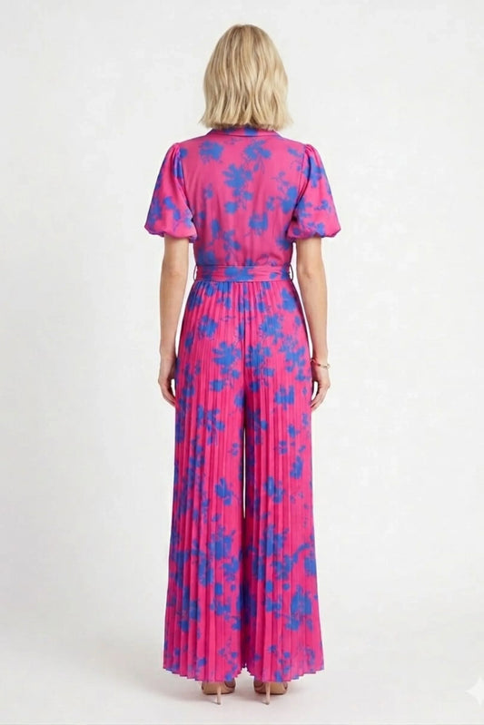 Chicways Pleated Wide-Leg Jumpsuit