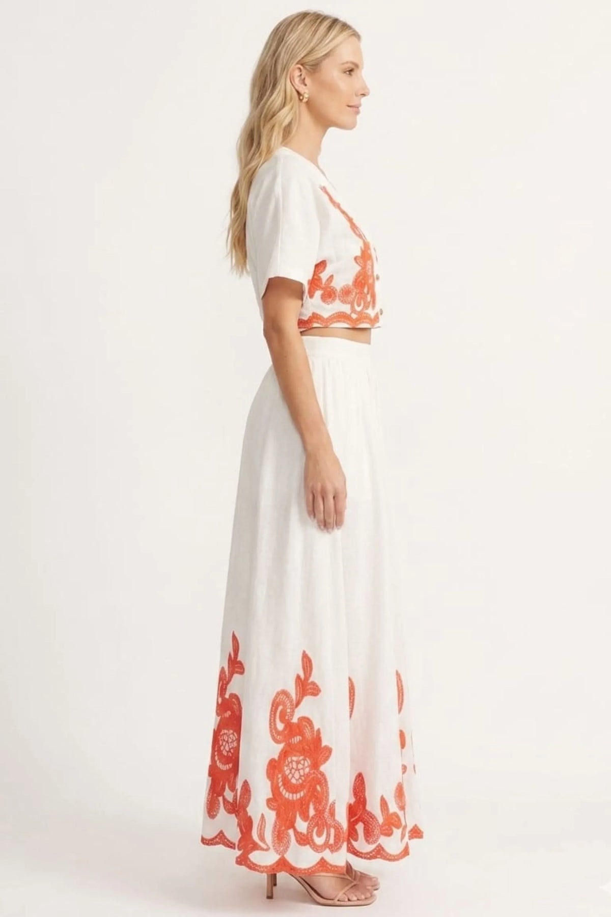 Chicways Embroidered Two-Piece Maxi Skirt Set