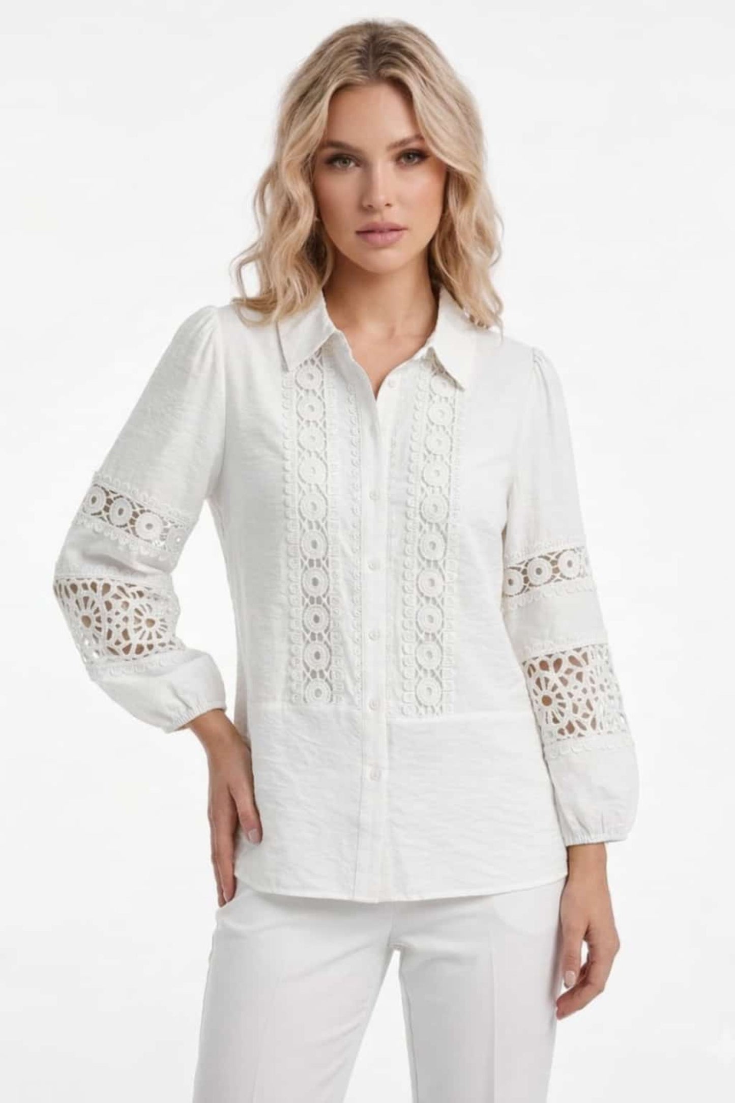 Hester & Orchard Crochet Lace Collared Blouse