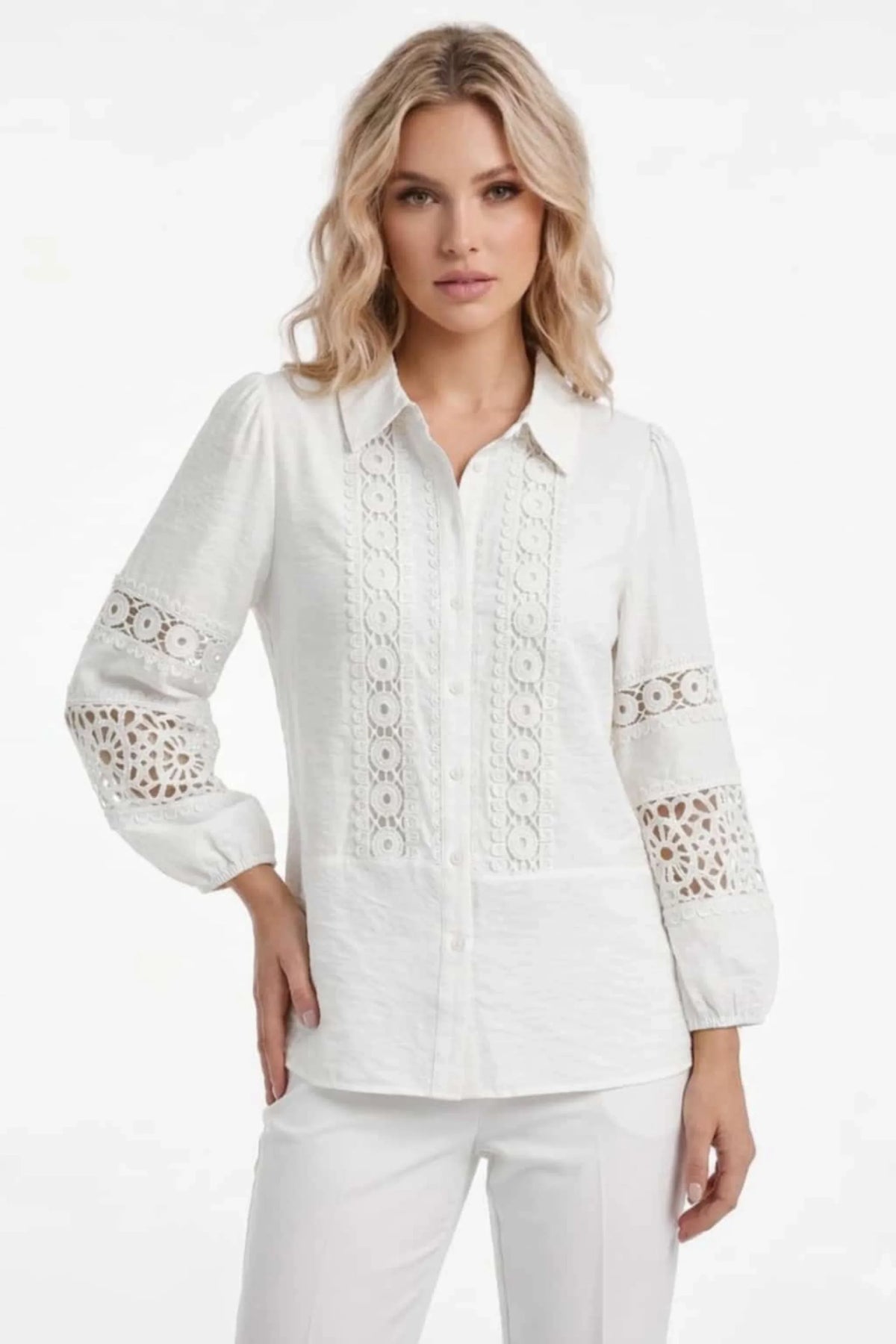 Hester & Orchard Crochet Lace Collared Blouse