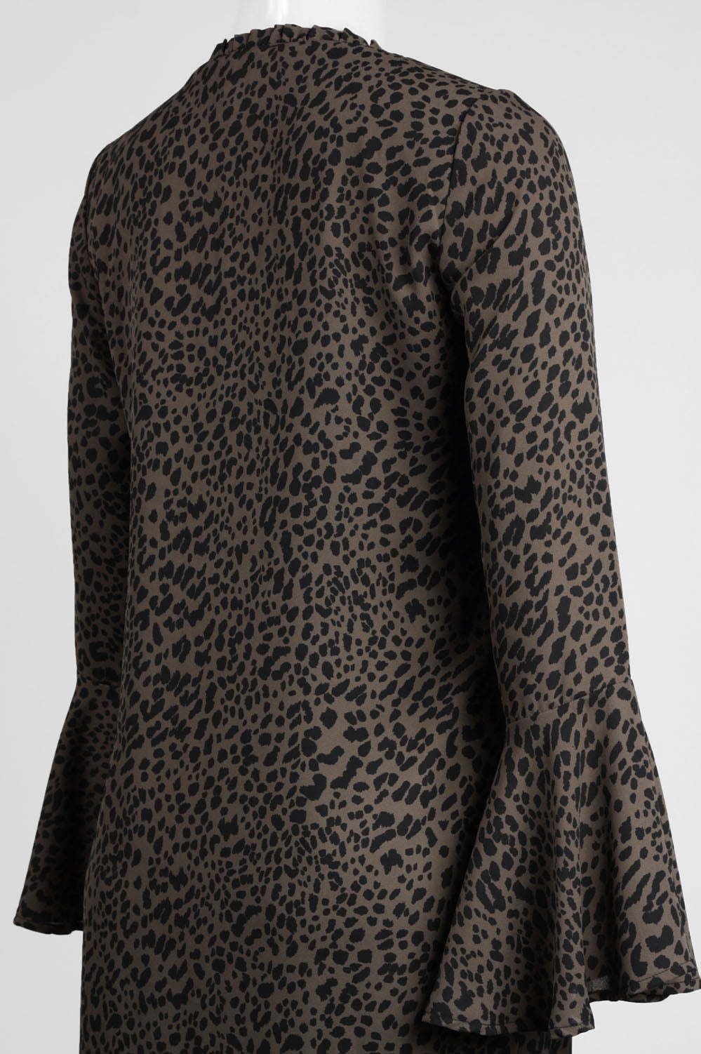Carre Noir Tie-Neck Animal Print Short Dress