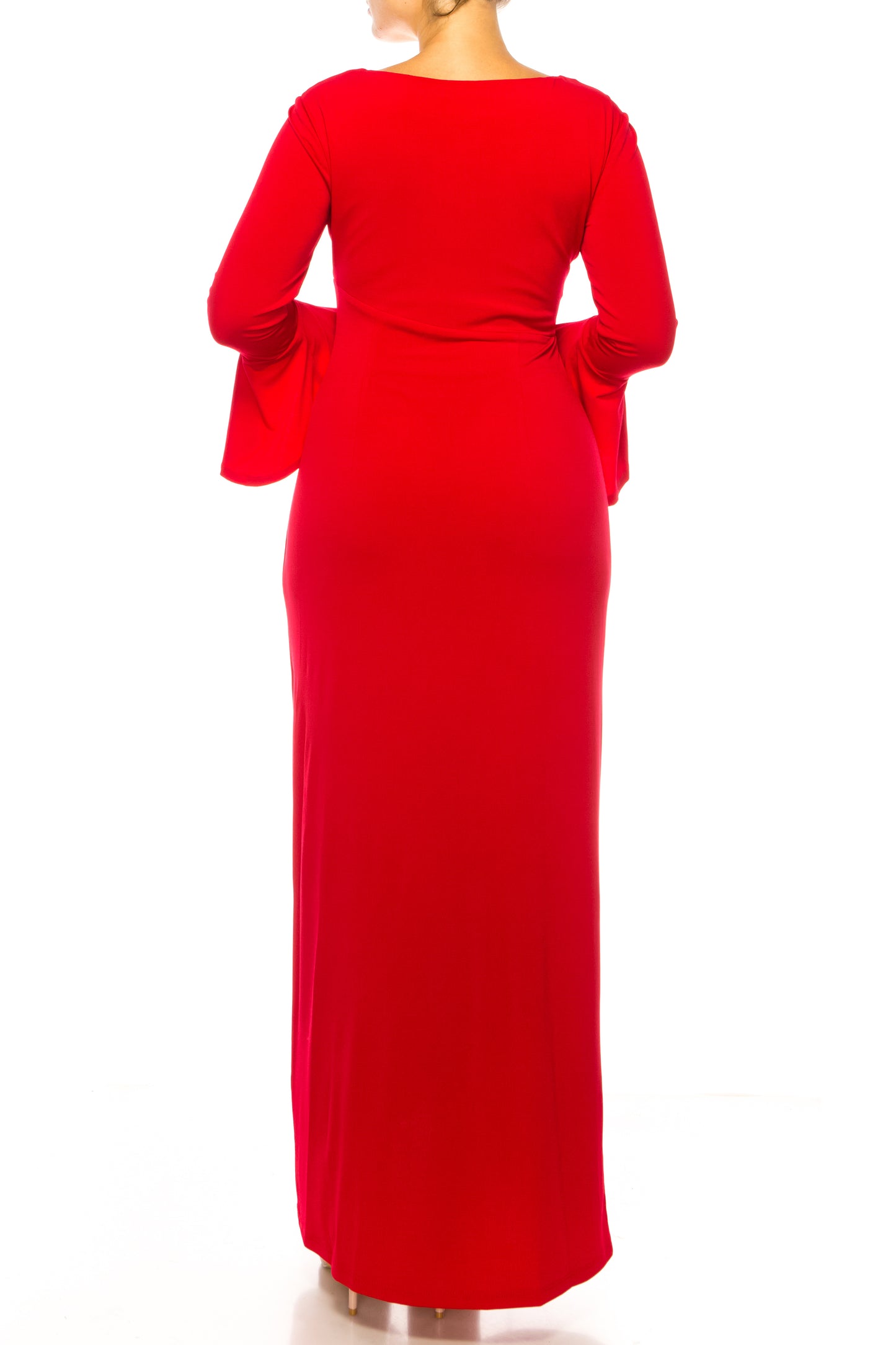 Connected Apparel Trumpet Sleeve Evening Dress