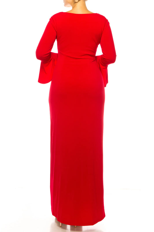 Connected Apparel Trumpet Sleeve Evening Dress