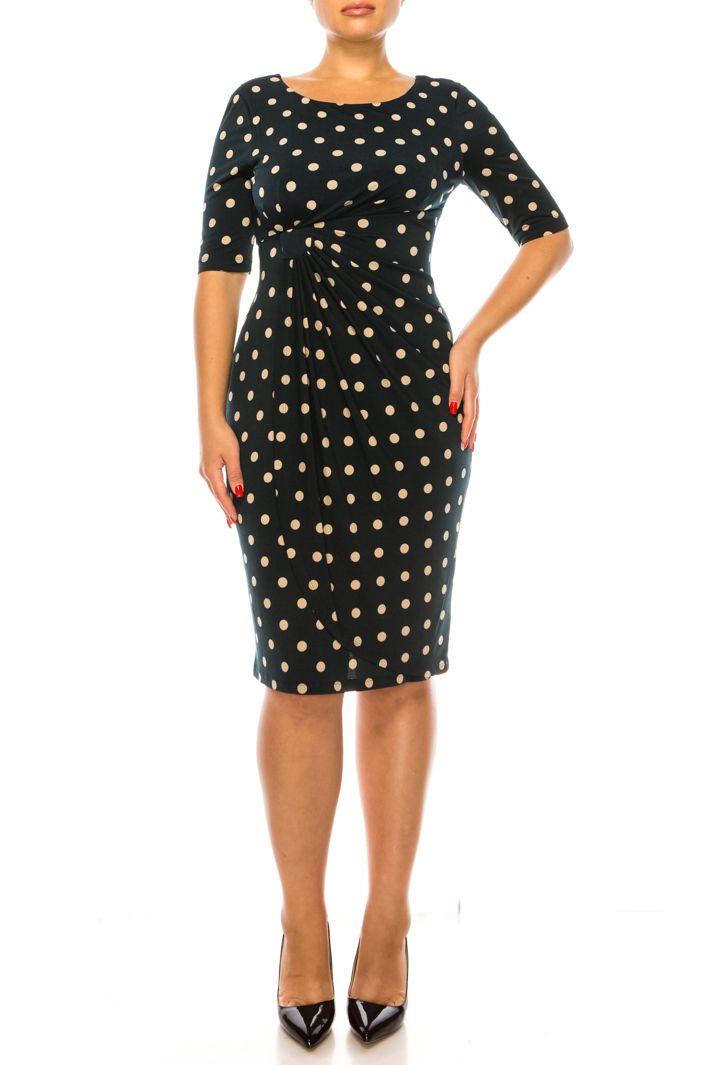 Connected Apparel Pleated Waist Sheath Dress