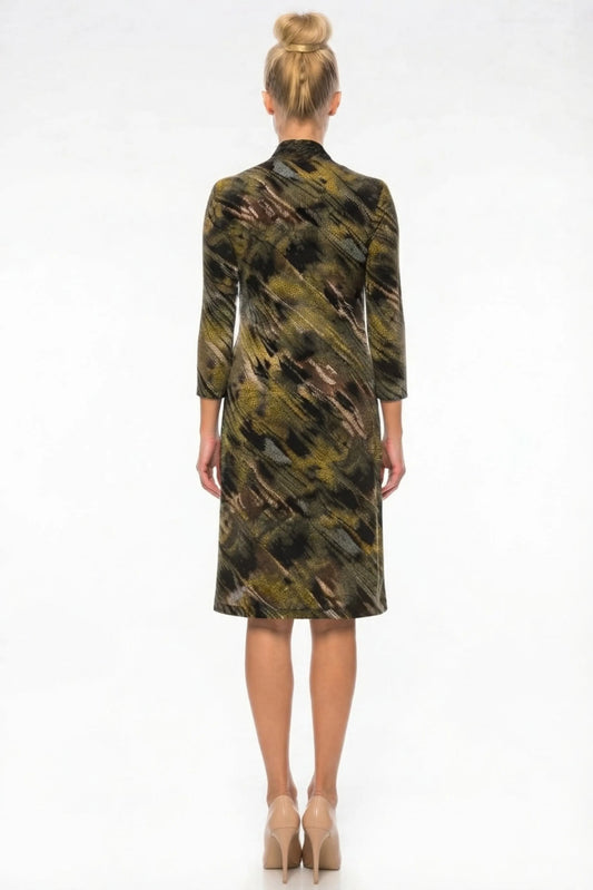 Connected Apparel 3/4 Sleeve Shift Dress