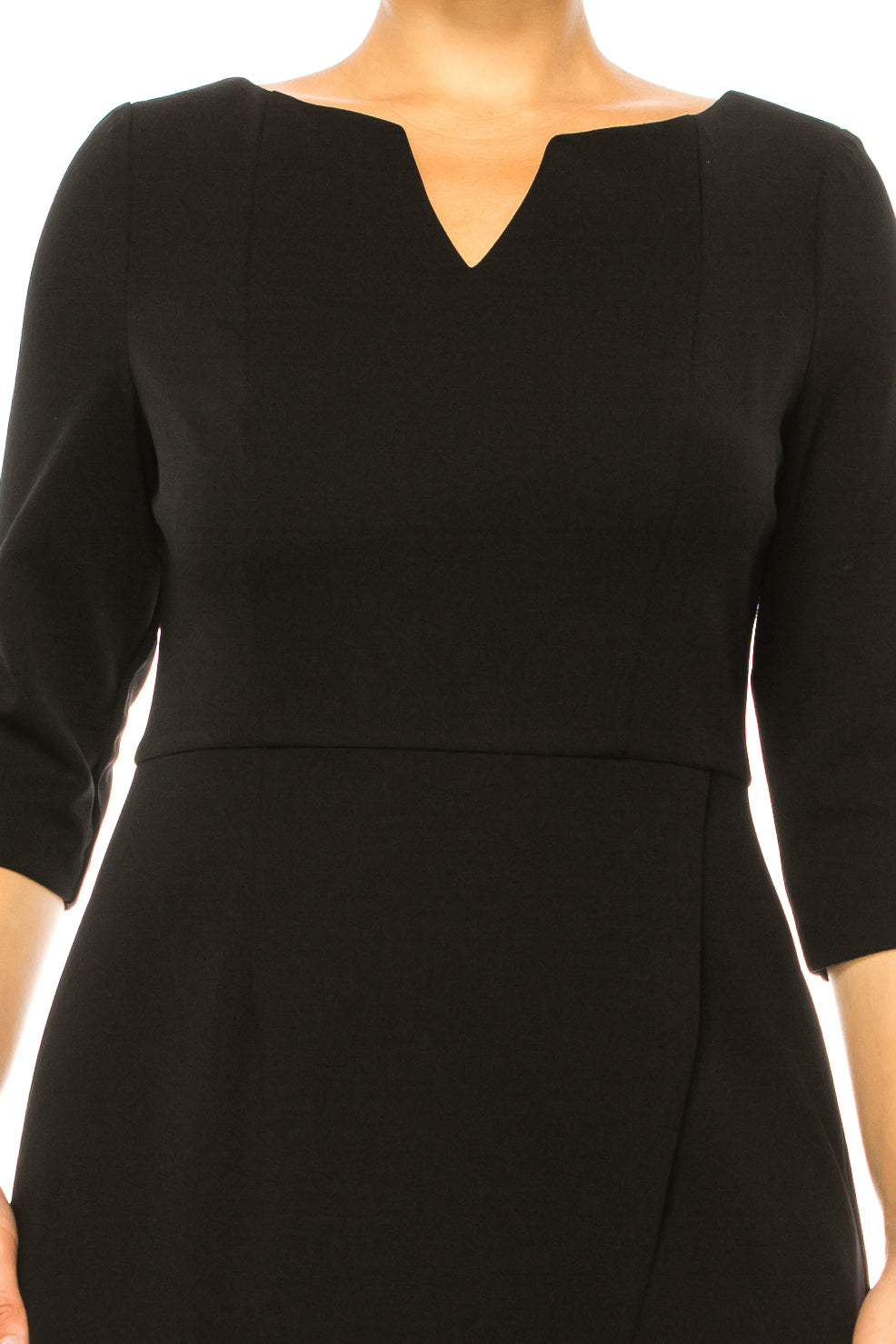 Connected Apparel V-Cut Neck 3/4 Sleeve Dress