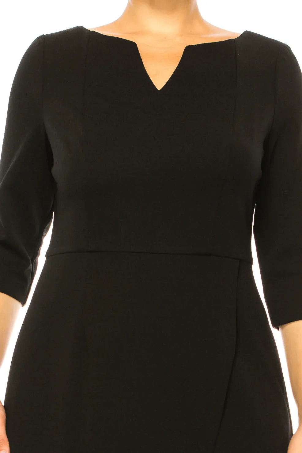 Connected Apparel V-Cut Neck 3/4 Sleeve Dress