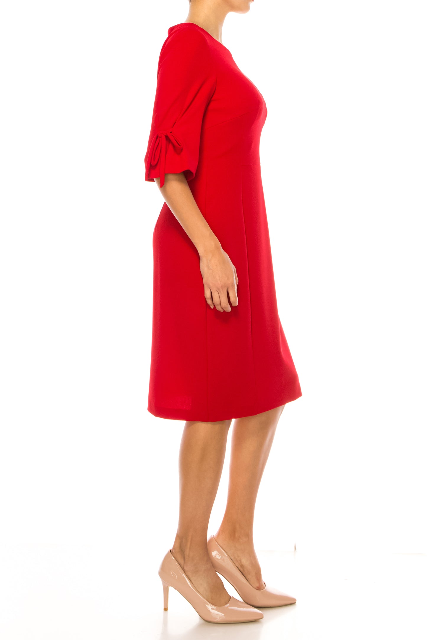 Connected Apparel 3/4 Tie Sleeve Sheath Dress