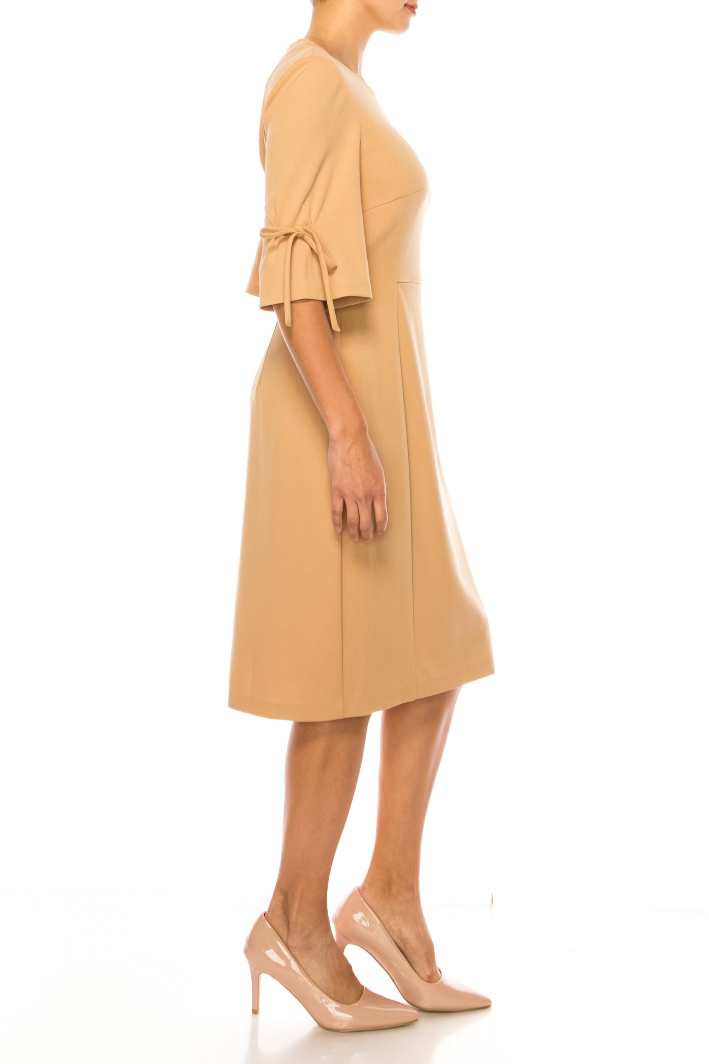 Connected Apparel 3/4 Tie Sleeve Sheath Dress