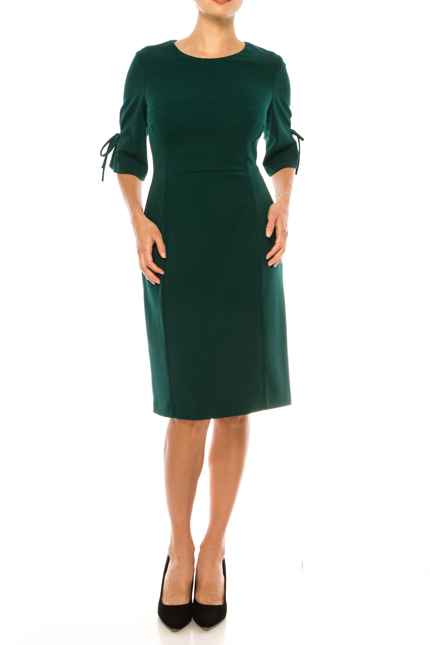 Connected Apparel 3/4 Tie Sleeve Sheath Dress