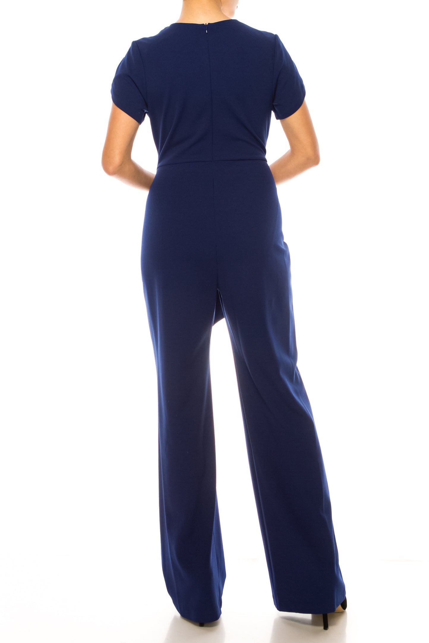 Connected Apparel Short Sleeve Wide Leg Jumpsuit