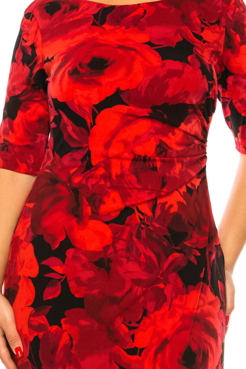 Connected Apparel Floral 3/4 Sleeve Sheath Dress