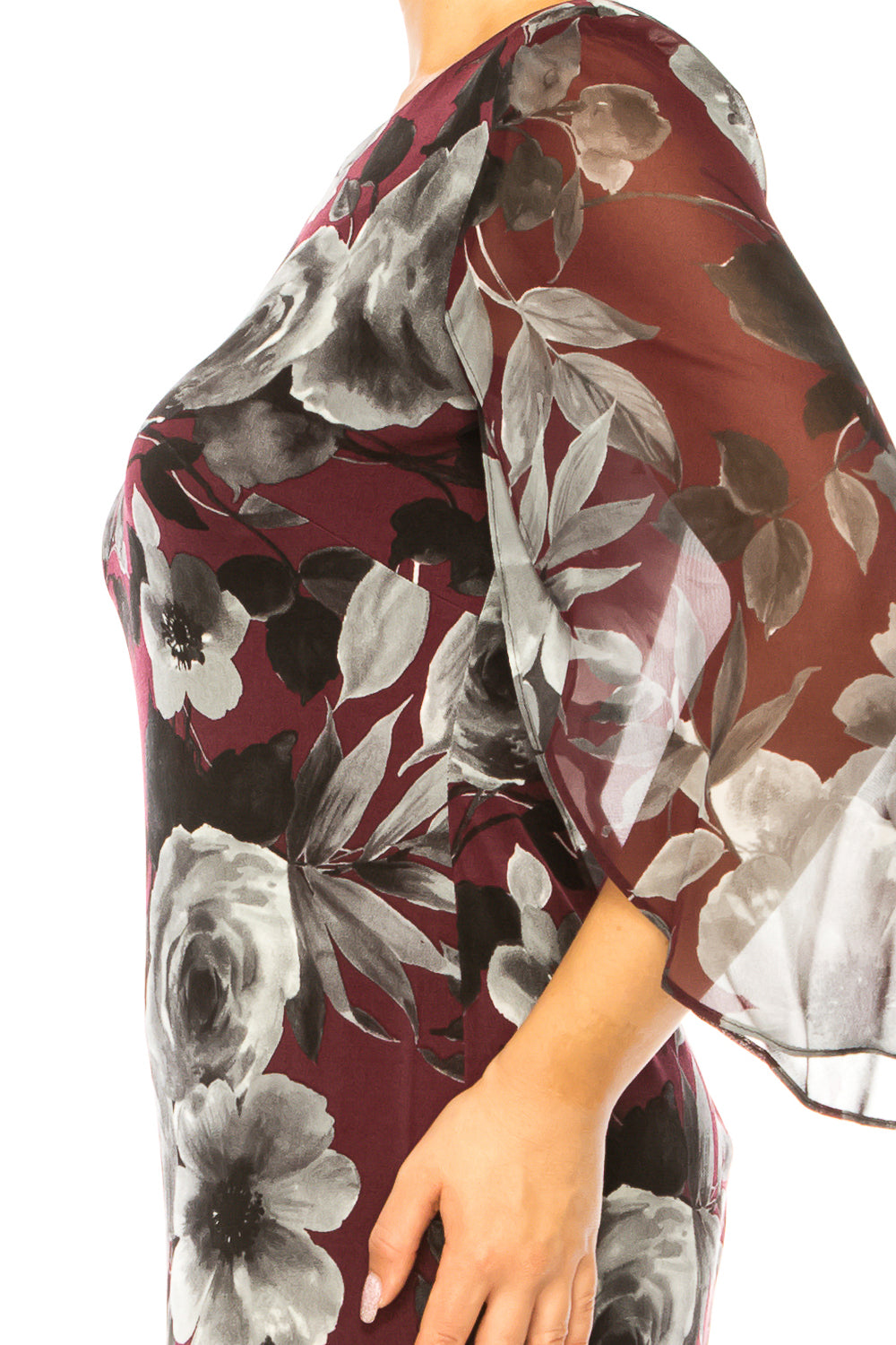Connected Apparel Floral Split-Sleeve Sheath Dress
