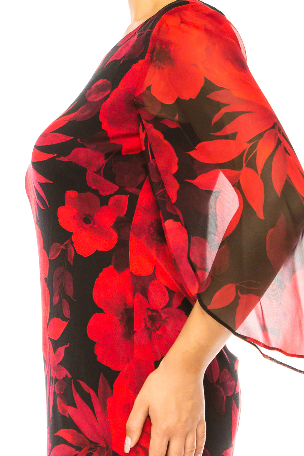 Connected Apparel Floral Split-Sleeve Sheath Dress