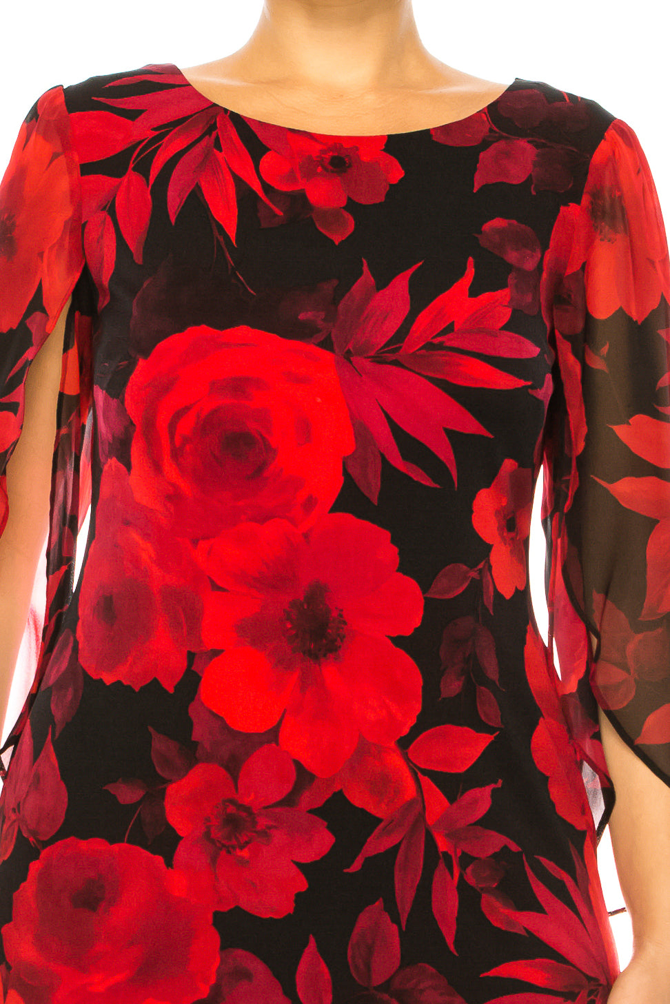Connected Apparel Floral Split-Sleeve Sheath Dress