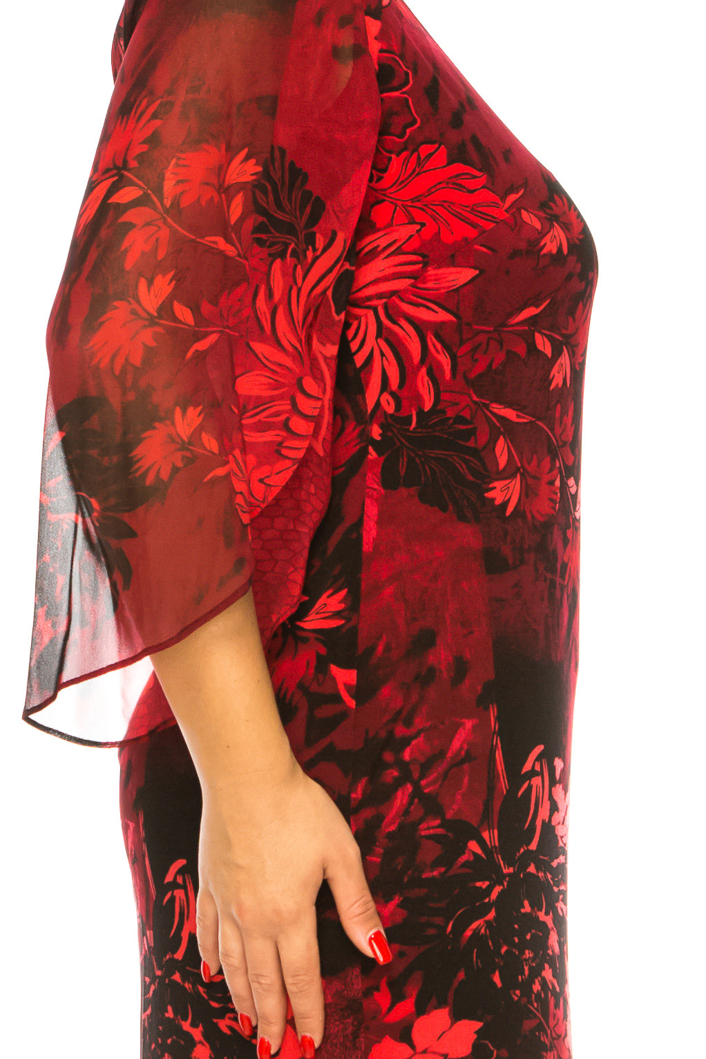 Connected Apparel Floral 3/4 Split-Sleeve Dress