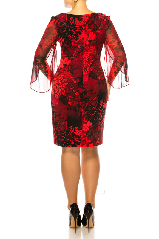 Connected Apparel Floral 3/4 Split-Sleeve Dress
