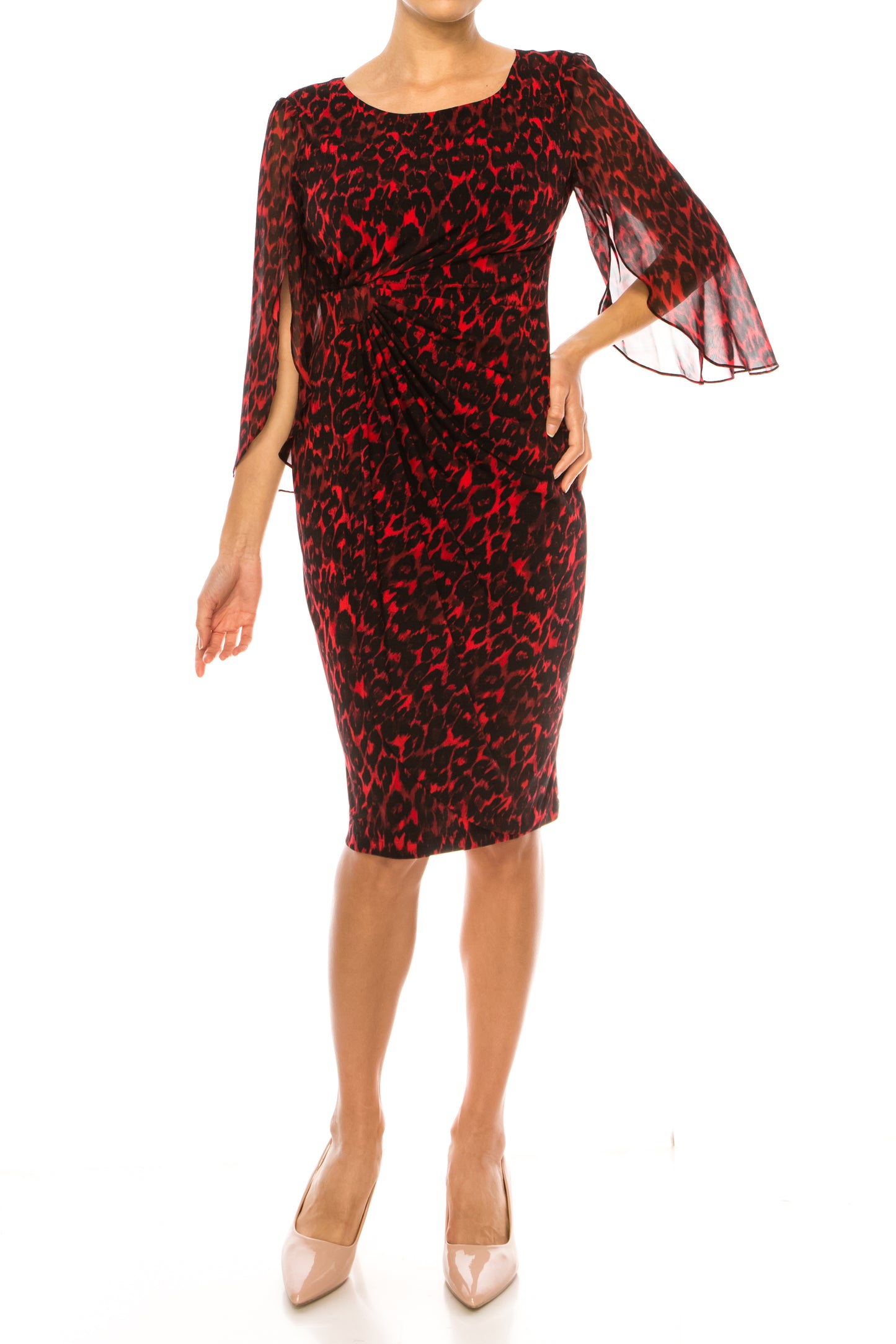 Connected Apparel Animal Print Sheath Dress