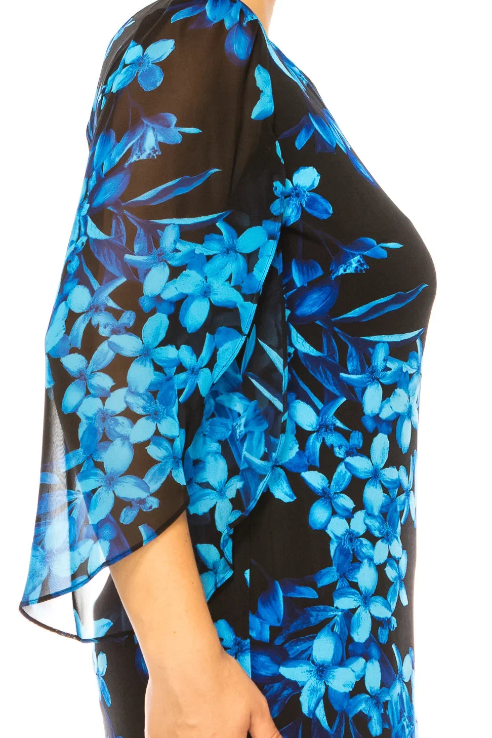 Connected Apparel 3/4 Split-Sleeve Floral Dress