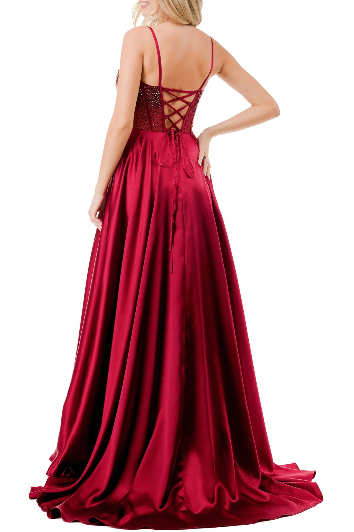 Coya Collection Draped Rhinestone Evening Dress
