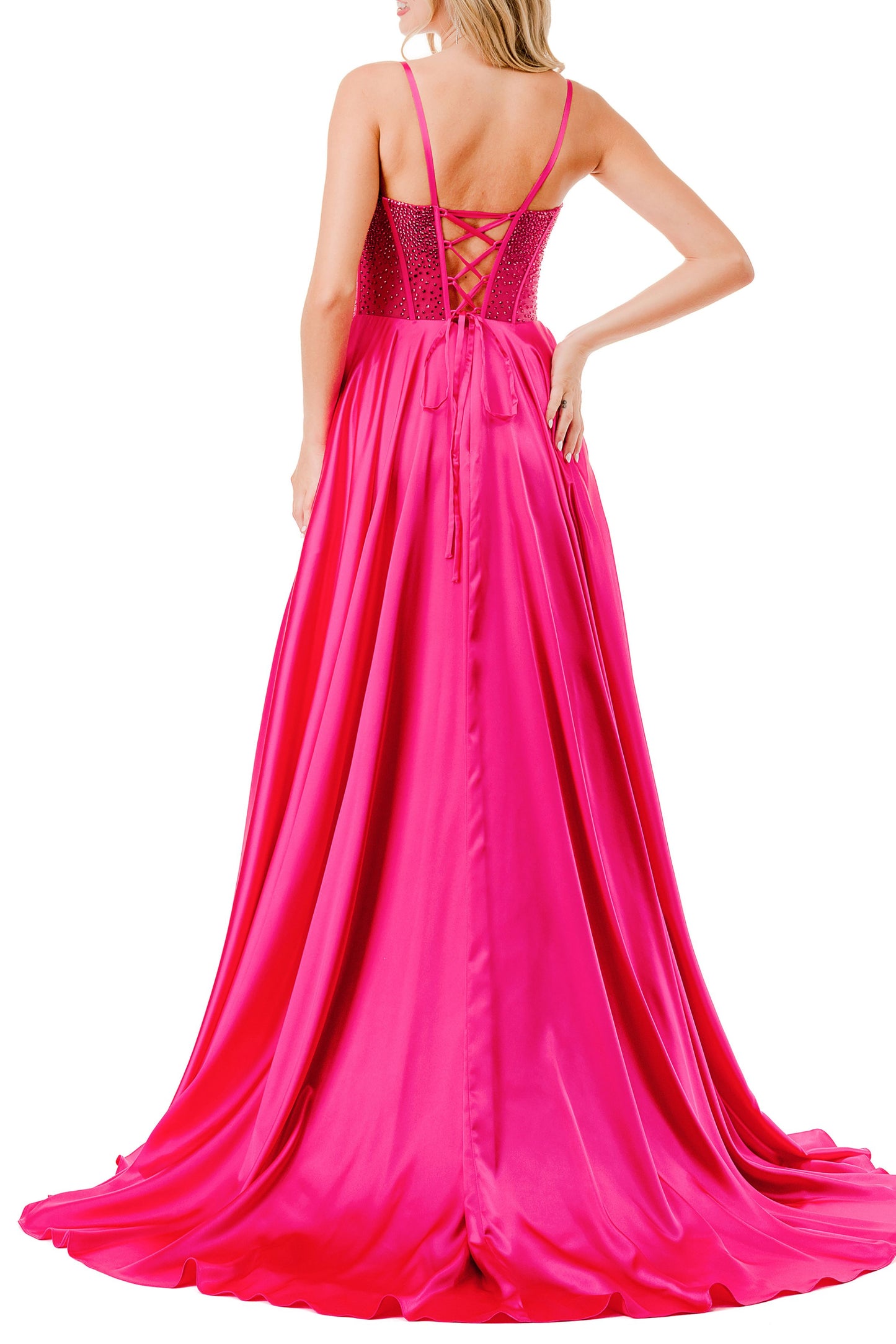 Coya Collection Draped Rhinestone Evening Dress