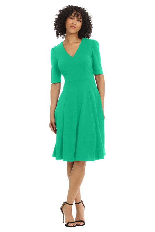 Donna Morgan V-Neck Short Sleeve A-Line Dress