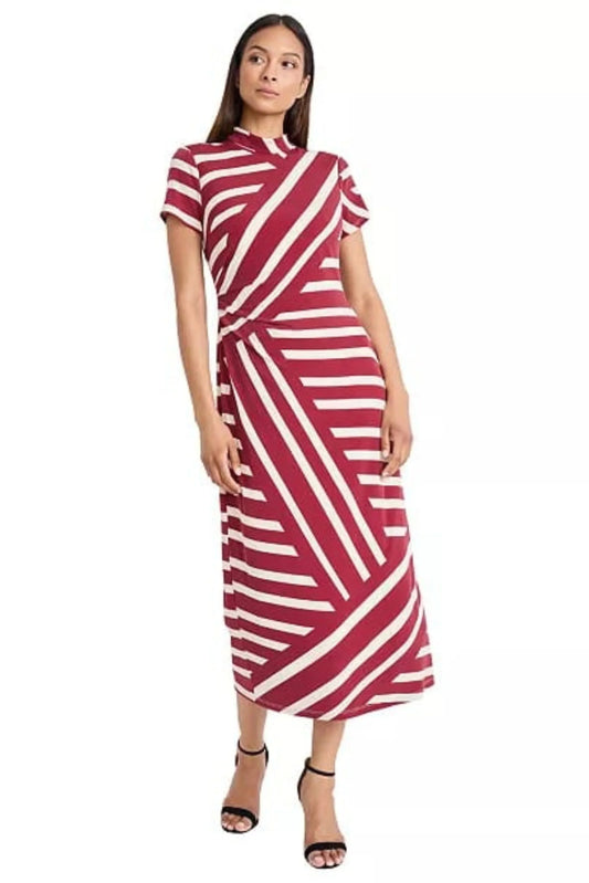 Donna Morgan Stripe Mock Neck Maxi Dress