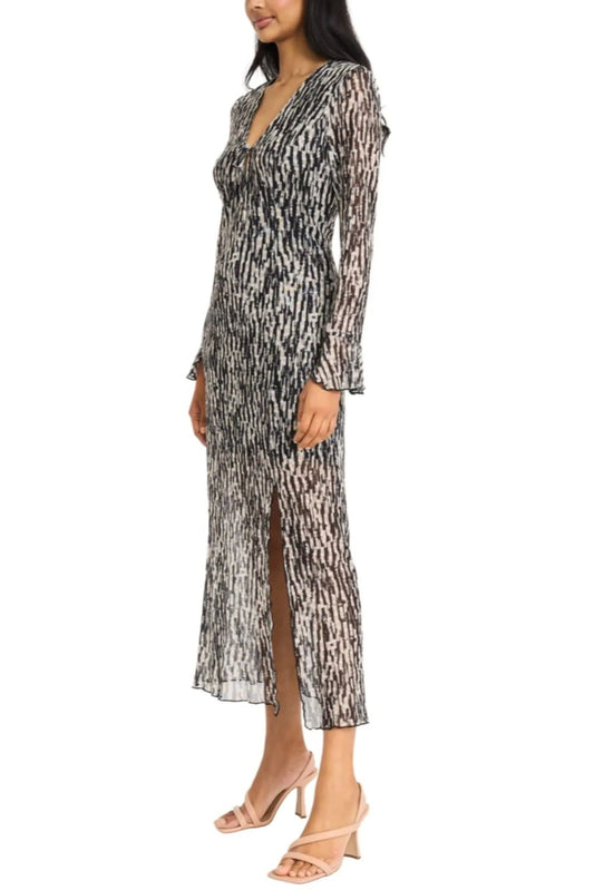 Donna Morgan Multi Print Long Sleeve Maxi Dress